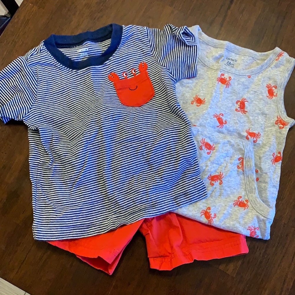 Crab themed Carter’s 3-piece short set